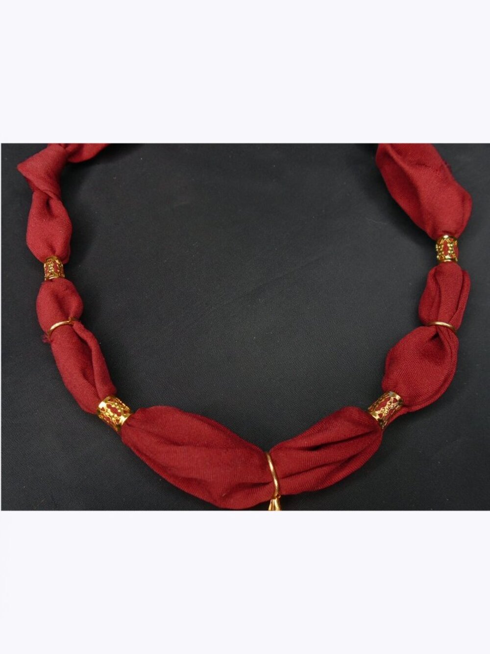 Scarf Choker Necklace with Vintage Glass Cabochon is OOAK - Picture 2 of 9